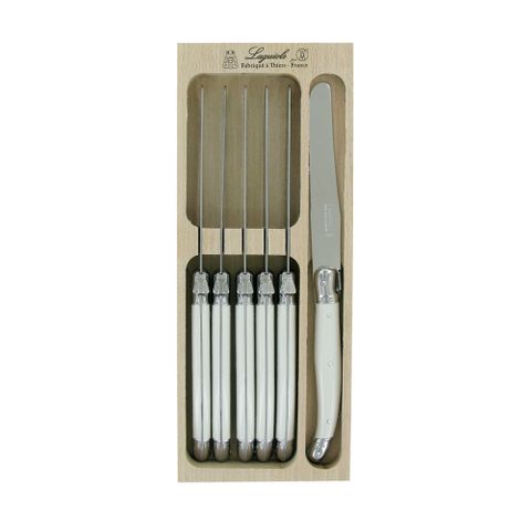 Laguiole Table Knife Set 6 White