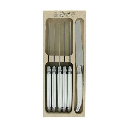 Laguiole Table Knife Set 6 White