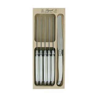 Laguiole Table Knife Set 6 White