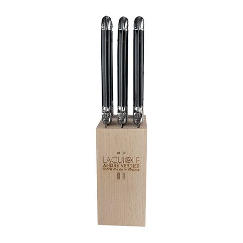 Laguiole Steak Knife Block Set 6 Black