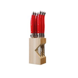 Laguiole Steak Knife Block Set 6 Br Red