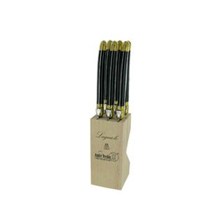 Laguiole Steak Knife Block Set 6 Brass