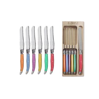 Laguiole Table Knife Set 6 Coloured Prl