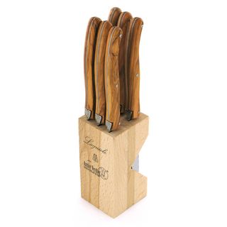 Laguiole Steak Knife Block Olive Wood