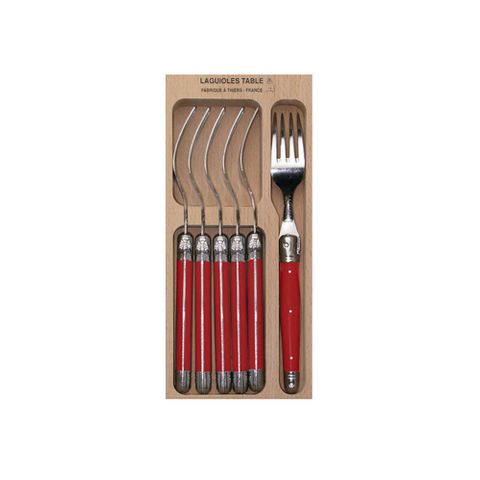 Laguiole Fork Set 6 Bright Red