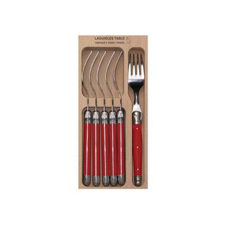 Laguiole Fork Set 6 Bright Red