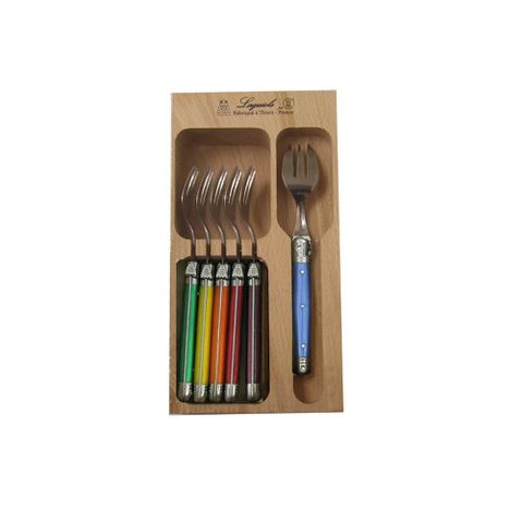 Laguiole Cake Forks Set 6 Coloured Prl