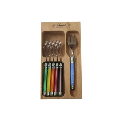 Verdier Cake Forks Set 6 Coloured Prl