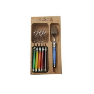 Laguiole Cake Forks Set 6 Coloured Prl