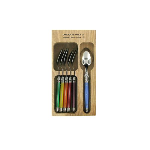 Laguiole Teaspoons Set 6 Coloured Pearle