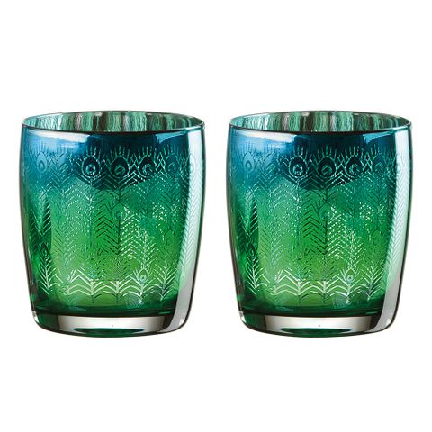 Artland Peacock Dof Tumbler Set Of 2