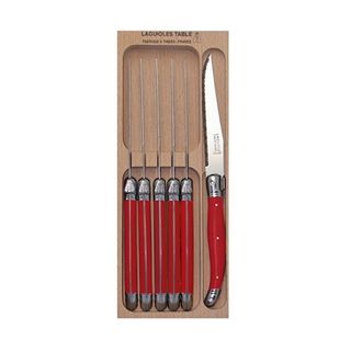 Laguiole Steak Knife Set 6 Bright Red