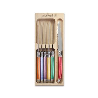 Laguiole Knife Set 6 Coloured Prl