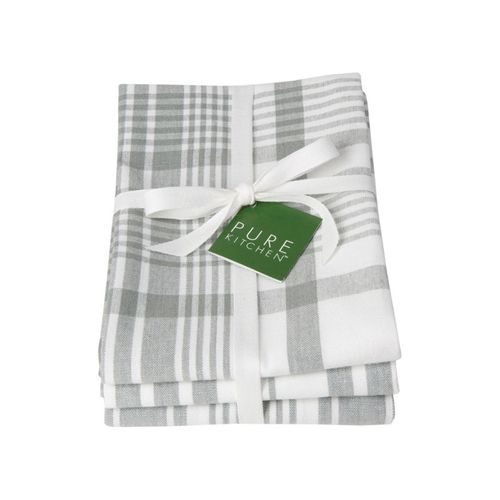 Jumbo Check Tea Towels London Grey Set 3