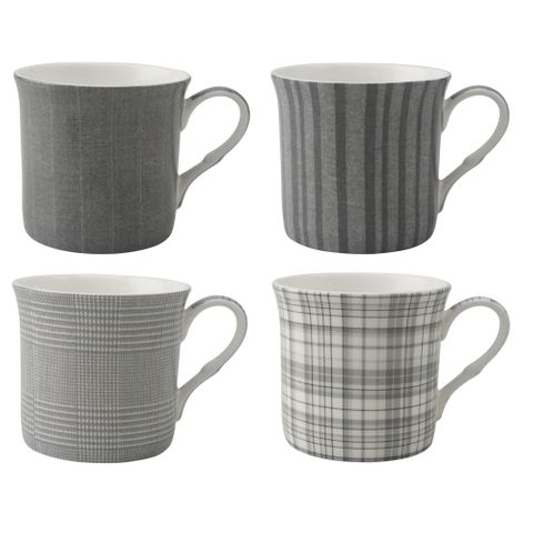 Premium Bone China Mug Set 4 Grey