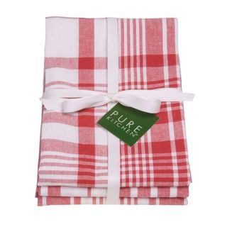 Dexam Jumbo Check Tea Towels Red Set 3