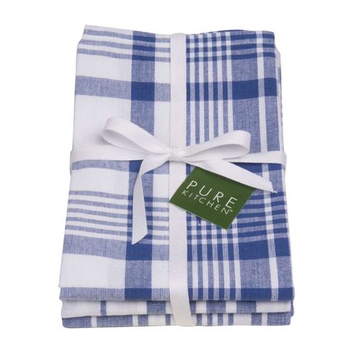 Dexam Jumbo Check Tea Towels Royal Blue