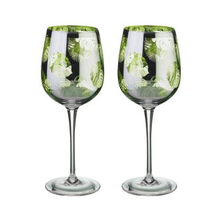 Artland Tropical Leaves Wine Glass (2)