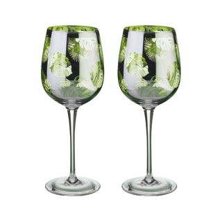 Artland Tropical Leaves Wine Glass (2)