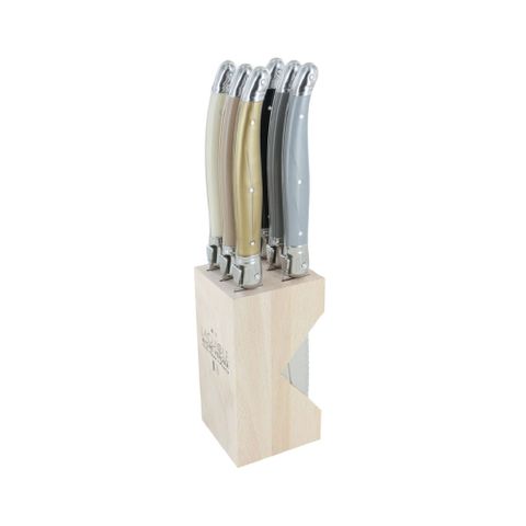 Laguiole Steak Knife Block Set 6 Neutral