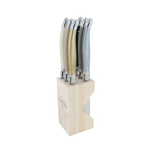 Laguiole Steak Knife Block Set 6 Neutral