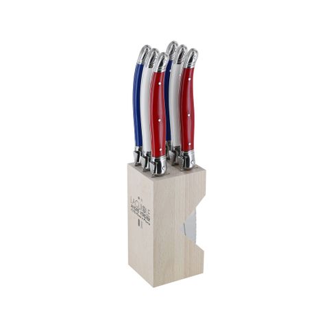 Laguiole Steak Knife Block Set Tricolour
