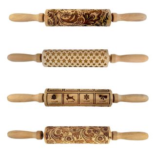 ROLLING PIN ENGRAVED MIXED SET OF 4
