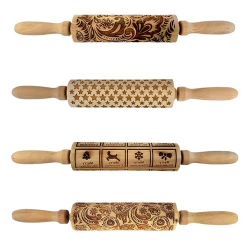 Rolling Pin Engraved Mixed Set Of 4