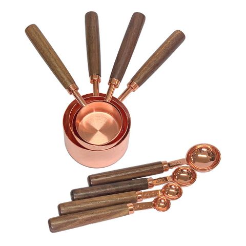 COPPER MEASURING CUPS AND SPOONS SET 8PC