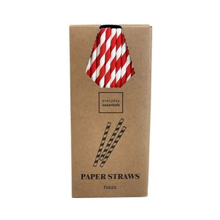 Paper Straws 6 X 197mm - Red & White Ctn