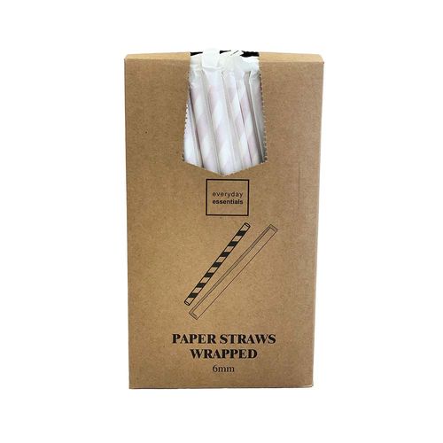 Paper Straws 6x197 Wrapped- Red & Wh Ctn