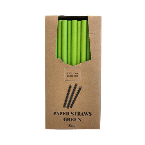 Paper Straws 10 X 197mm - Green Ctn5000