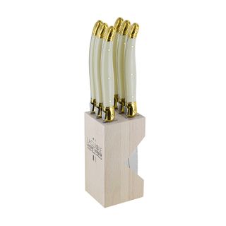 Laguiole Steak Knife Block Set6 Ivory/br