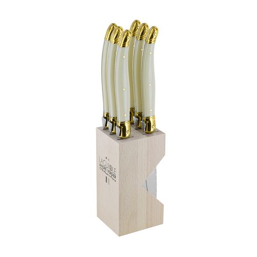 Laguiole Steak Knife Block Set6 Ivory/br