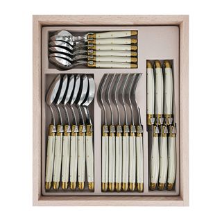Laguiole Cutlery Set 24 Pc Ivory/brass
