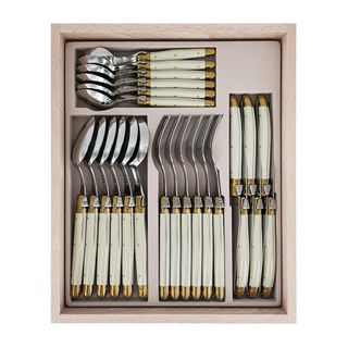 Laguiole Cutlery Set 24 Pc Ivory/brass