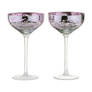 Filigree Champagne Saucer Lilac Set 2