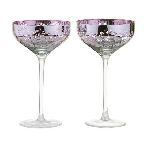 Artland Filigree Champagne Saucer Lilac Set 2