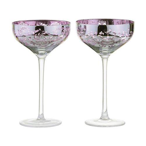 Artland Filigree Champagne Saucer Lilac Set 2