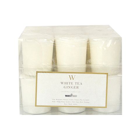 50mm Scented Votive Candle (18pk) -white Tea And Ginger