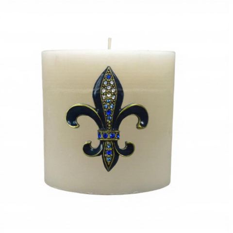 Metal Fleur De Lis Candle Pin -blue