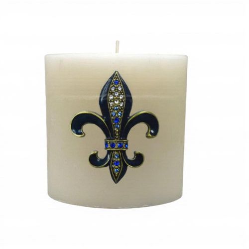 Metal Fleur De Lis Candle Pin -blue