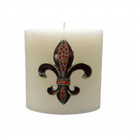 Metal Fleur De Lis Candle Pin -red