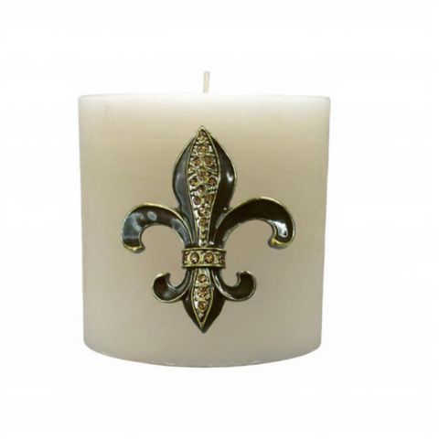 Metal Fleur De Lis Candle Pin -brown