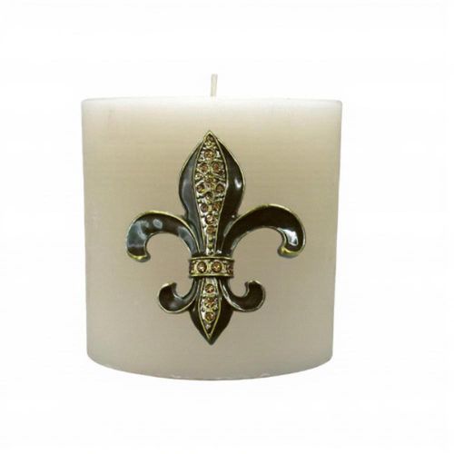Metal Fleur De Lis Candle Pin -brown