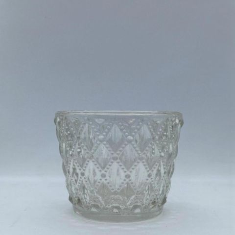 75x60mm Ornate Textured Glass Tealight H