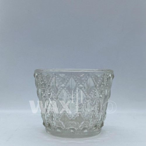 75x60mm Ornate Textured Glass Tealight H