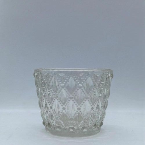 75x60mm Ornate Textured Glass Tealight H