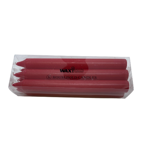 200mm Household Candle (6 Pack) - Red