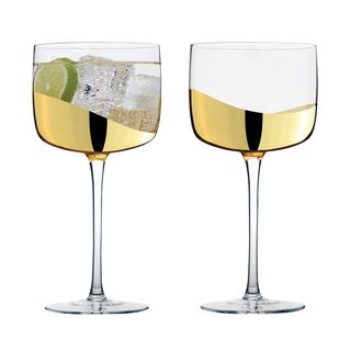 Asd Wave Gin Glasses Gold (set 2)